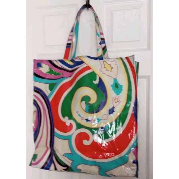 Etro Tote Bag Paisley Multicolor PVC 175444904 Beach Coastal - Picture 1 of 10